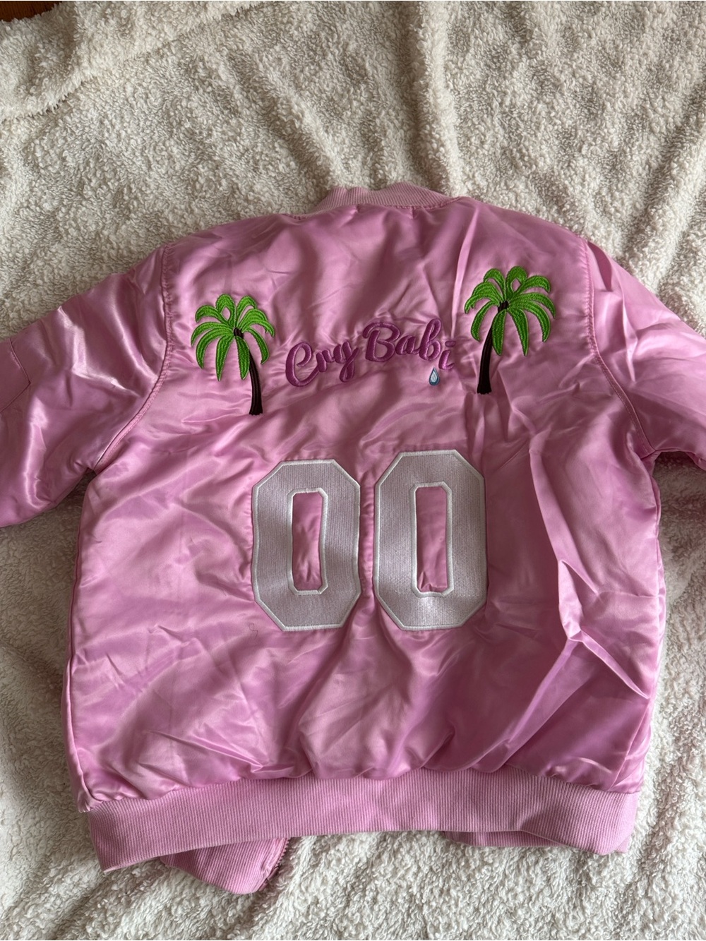 Cry Baby Pink Satin Bomber Jacket